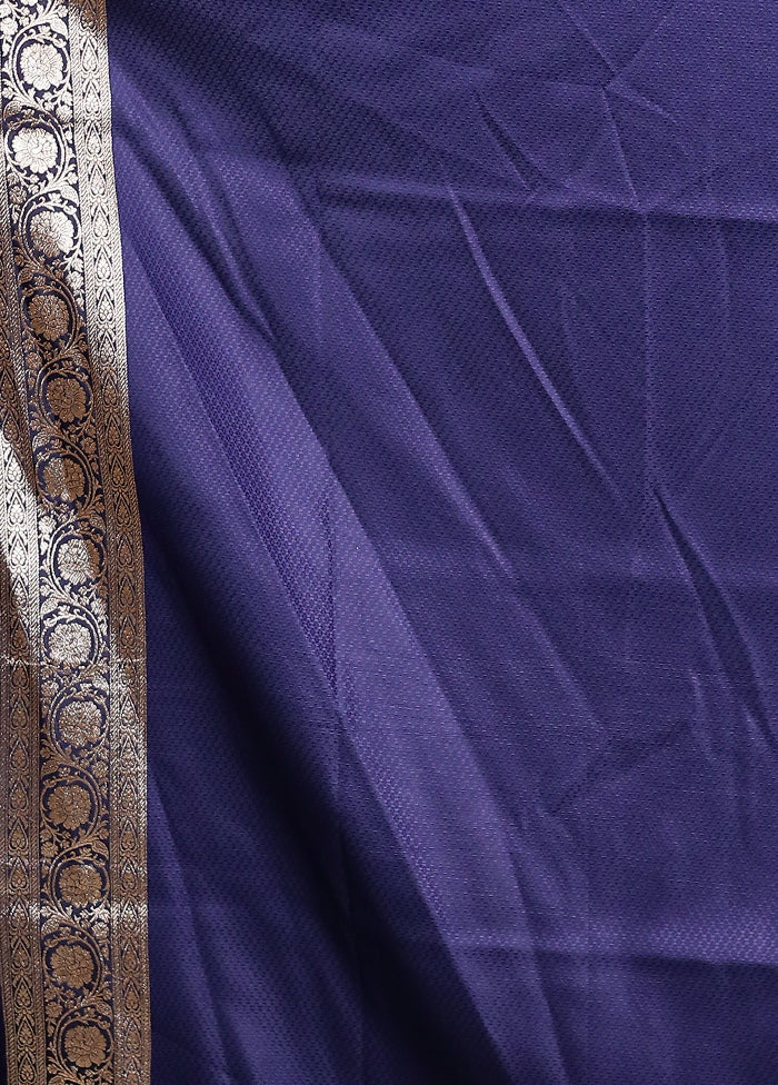 Blue Banarasi Silk Saree With Blouse Piece - Image 5