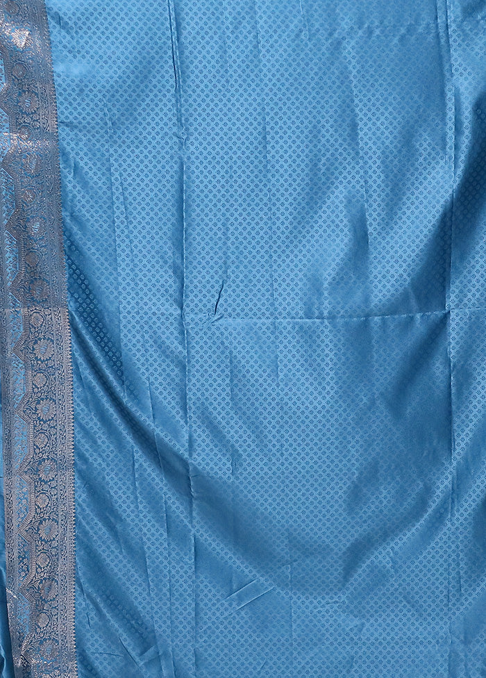 Blue Banarasi Silk Saree With Blouse Piece - Image 5