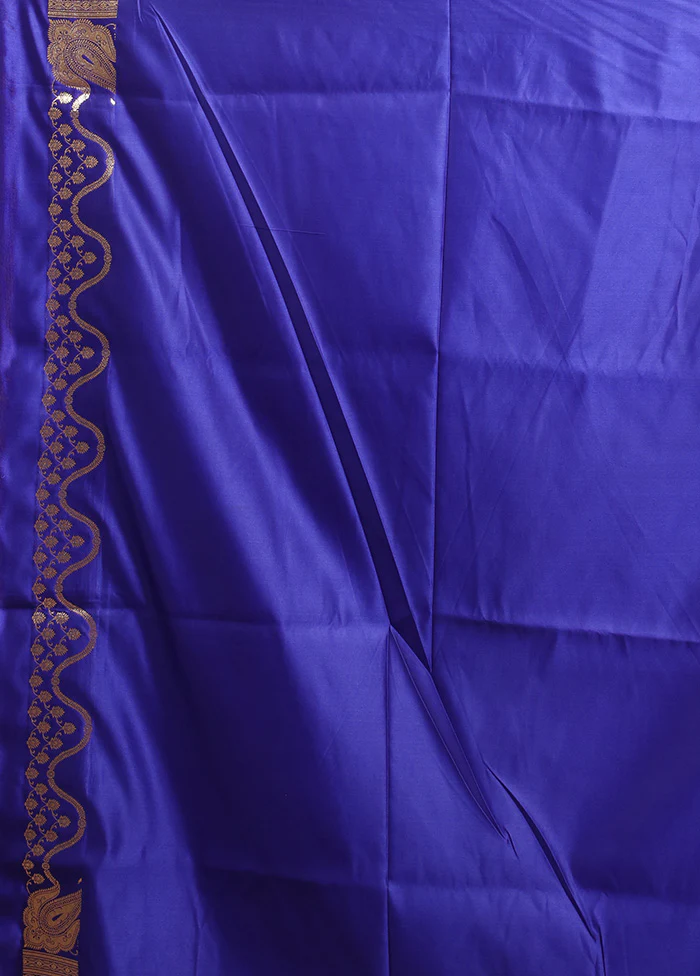 Blue Banarasi Silk Saree With Blouse Piece - Image 5