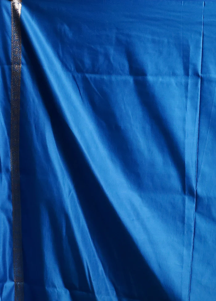 Blue Banarasi Silk Saree With Blouse Piece - Image 5