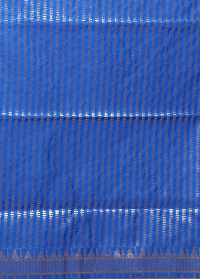 Blue Banarasi Silk Saree With Blouse Piece - Image 5