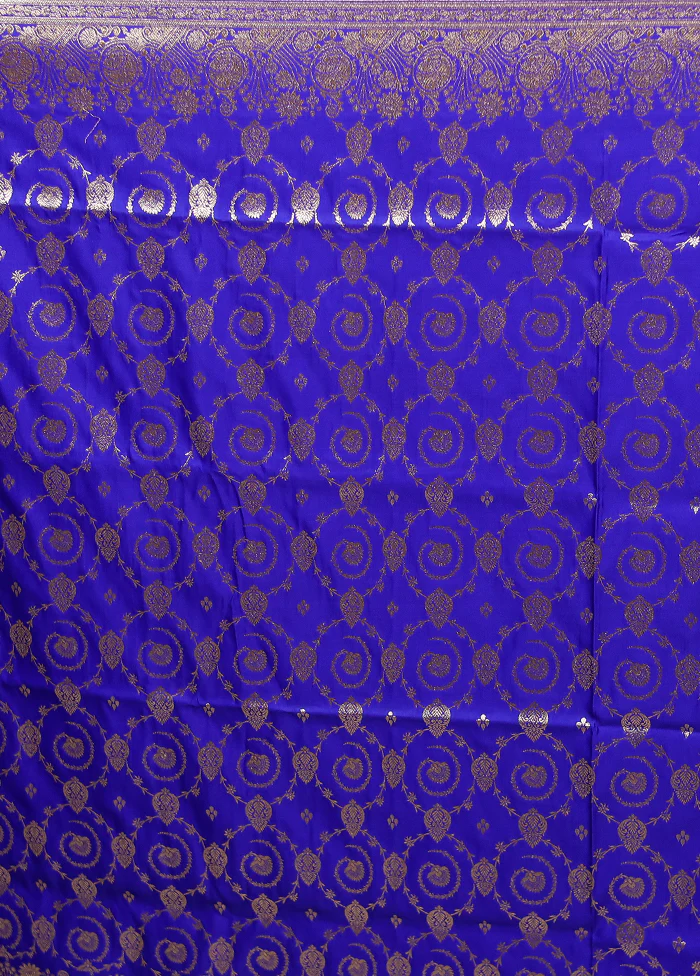 Blue Banarasi Silk Saree With Blouse Piece - Image 5