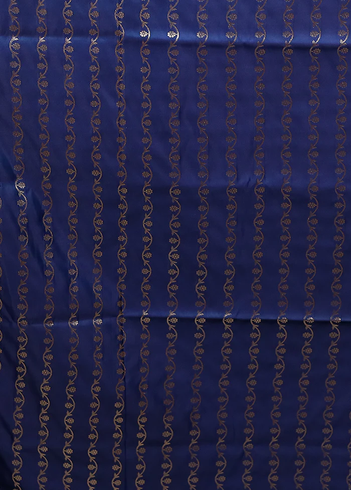 Blue Banarasi Silk Saree With Blouse Piece - Image 5