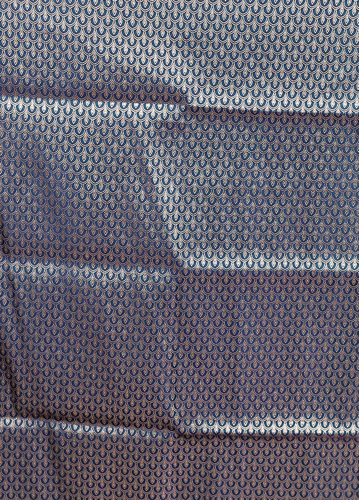 Blue Banarasi Silk Saree With Blouse Piece - Image 5