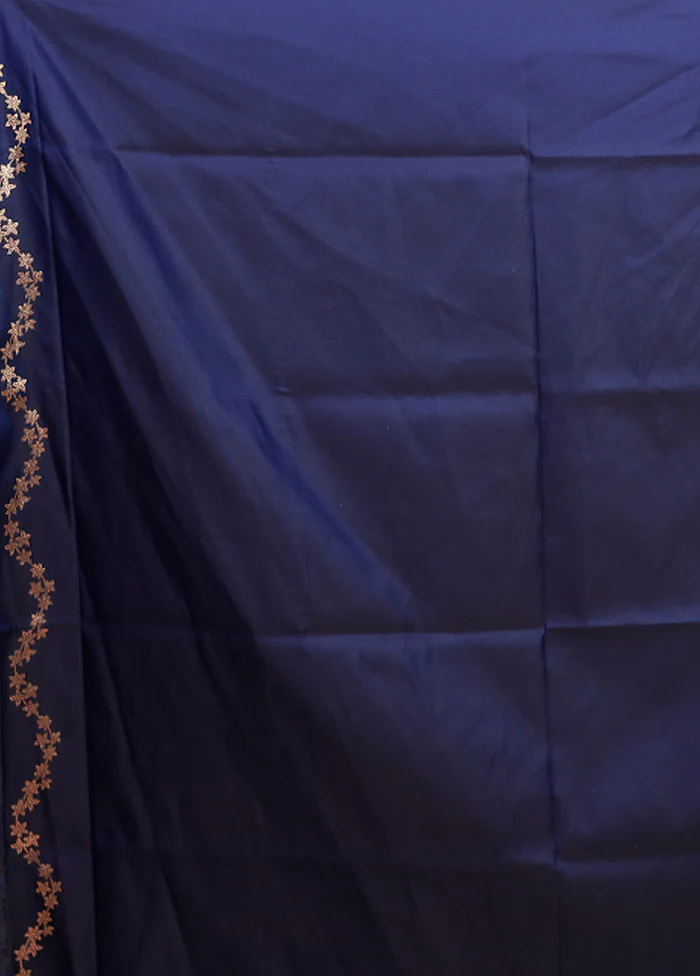 Blue Banarasi Silk Saree With Blouse Piece - Image 5