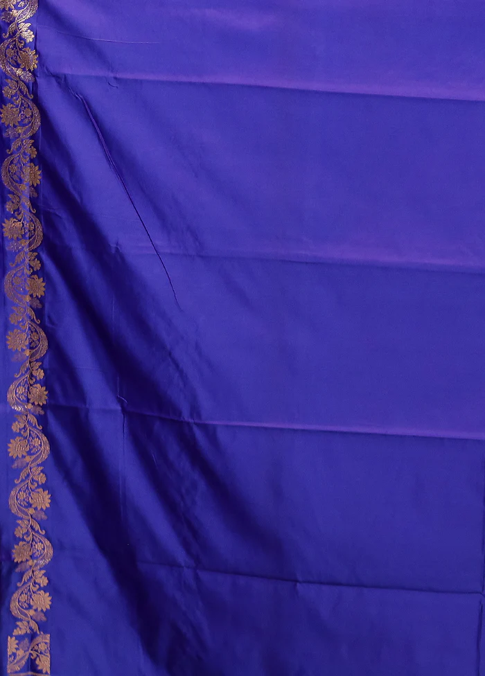 Blue Banarasi Silk Saree With Blouse Piece - Image 5