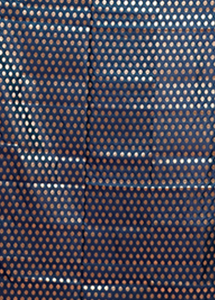 Blue Banarasi Silk Saree With Blouse Piece - Image 5