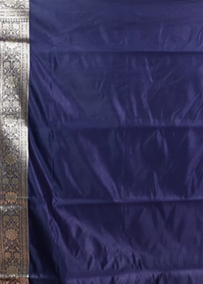 Blue Banarasi Silk Saree With Blouse Piece - Image 5