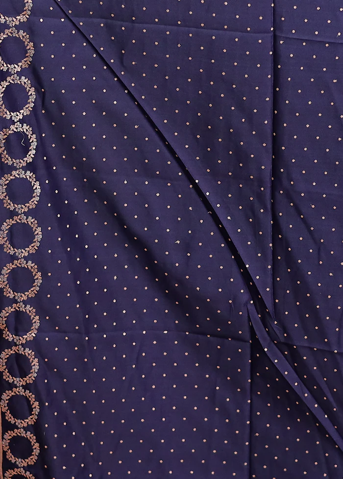 Blue Banarasi Silk Saree With Blouse Piece - Image 5