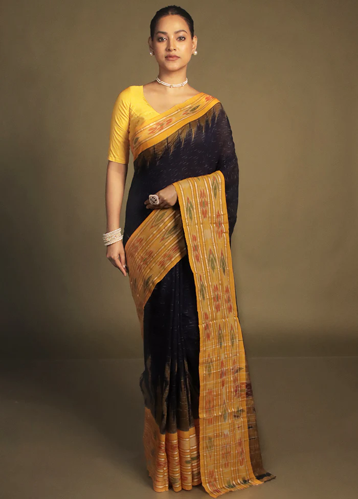 Black Bomkai Silk Saree Without Blouse Piece