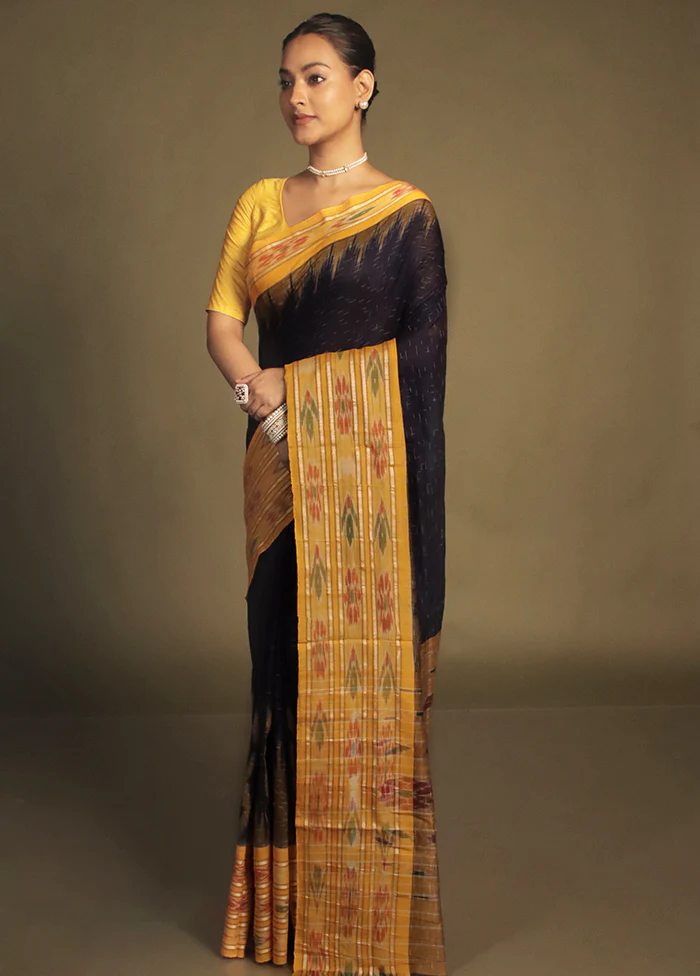 Black Bomkai Silk Saree Without Blouse Piece - Image 4