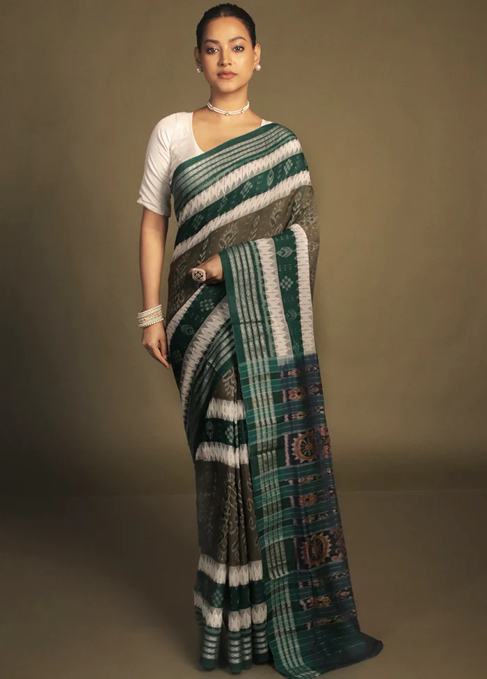 Grey Bomkai Silk Saree Without Blouse Piece