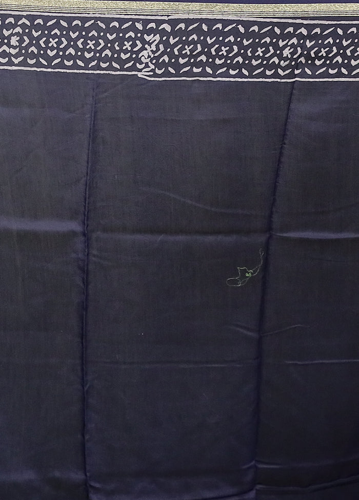 Blue Chanderi Cotton Saree With Blouse Piece - Image 5