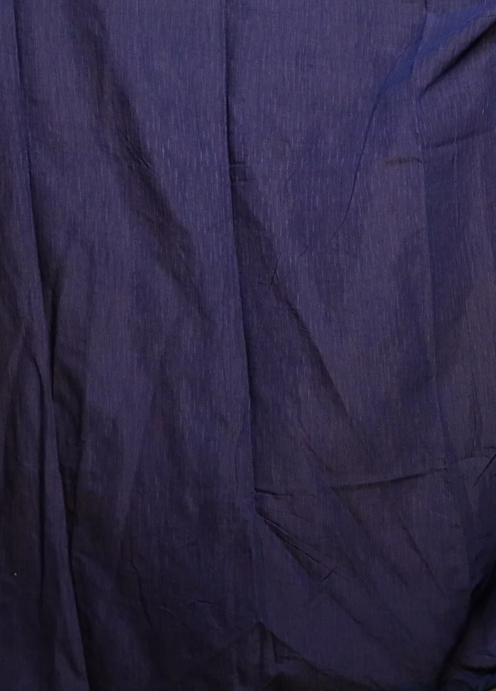 Blue Chanderi Cotton Saree With Blouse Piece - Image 5