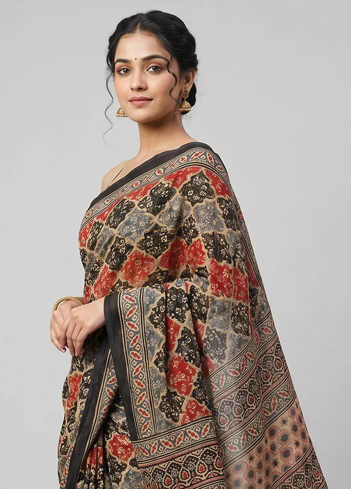 Blue Chanderi Silk Saree With Blouse Piece - Image 2