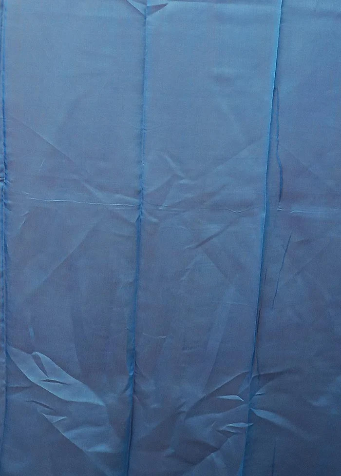 Blue Chanderi Silk Saree With Blouse Piece - Image 5