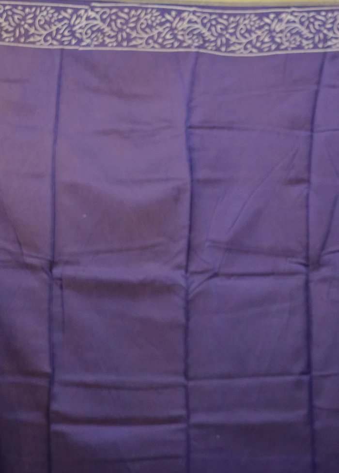 Blue Chanderi Silk Saree With Blouse Piece - Image 5