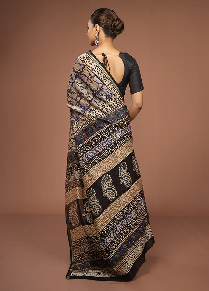Brown Chanderi Silk Saree With Blouse Piece - Image 3