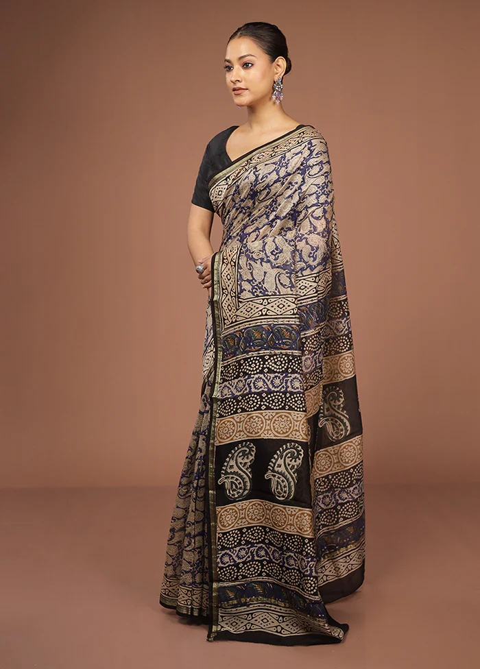Brown Chanderi Silk Saree With Blouse Piece - Image 4