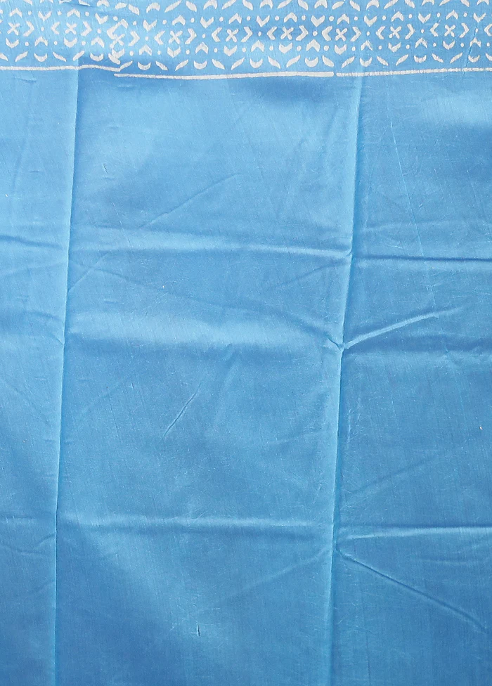 Blue Chanderi Silk Saree With Blouse Piece - Image 5
