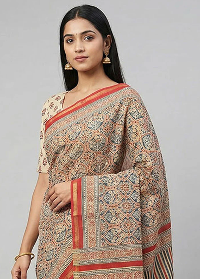 Blue Chanderi Silk Saree With Blouse Piece - Image 2