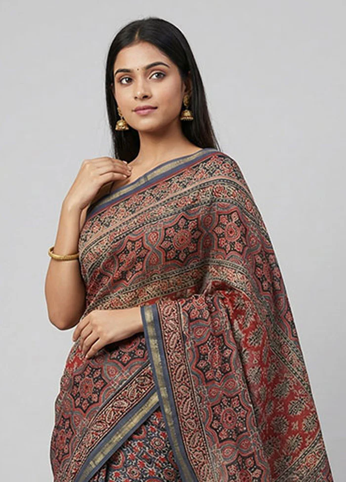 Blue Chanderi Silk Saree With Blouse Piece - Image 2