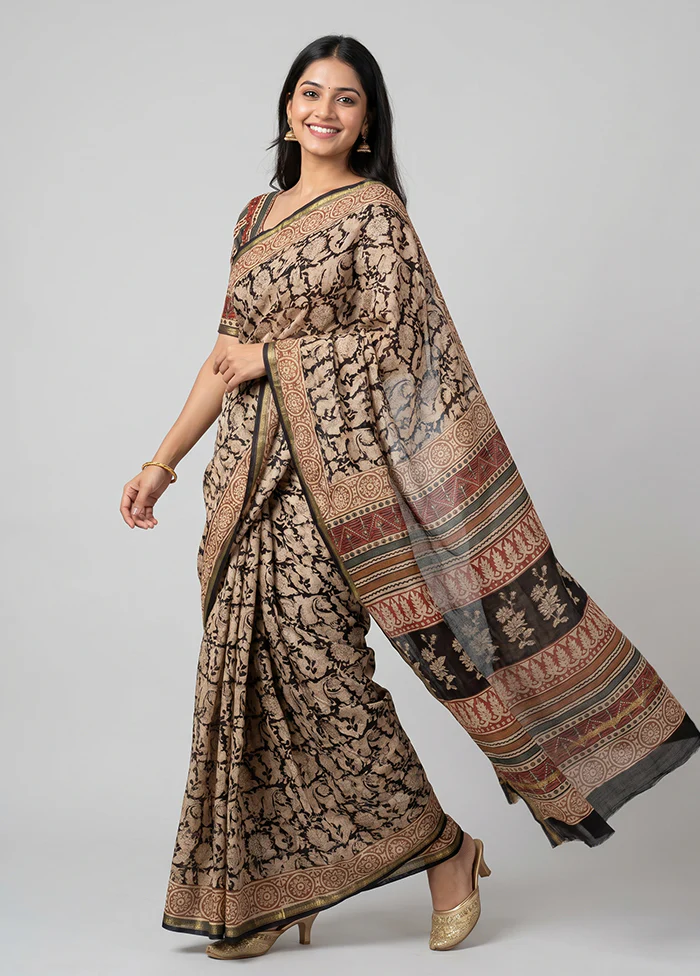 Blue Chanderi Silk Saree With Blouse Piece