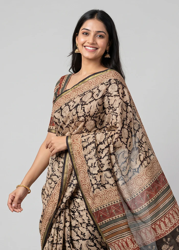 Blue Chanderi Silk Saree With Blouse Piece - Image 2