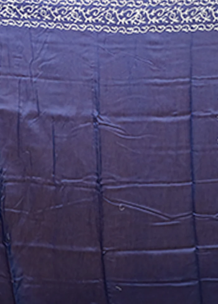 Blue Chanderi Silk Saree With Blouse Piece - Image 5