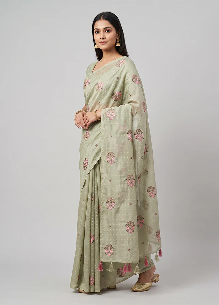 Blue Chiffon Silk Saree With Blouse Piece