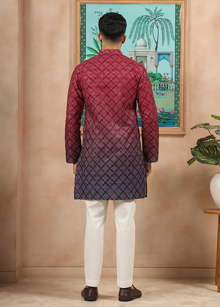 Blue Cotton Kurta & Pajama Set - Image 3