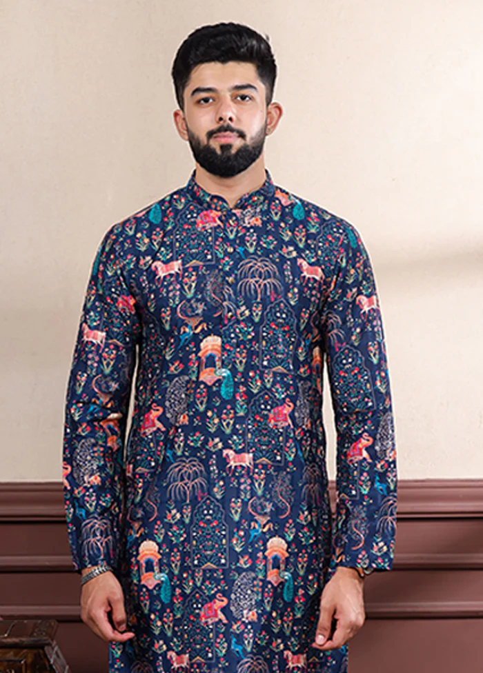 Blue Cotton Kurta & Pajama Set - Image 2