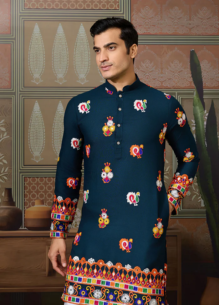 Blue Cotton Kurta - Image 2
