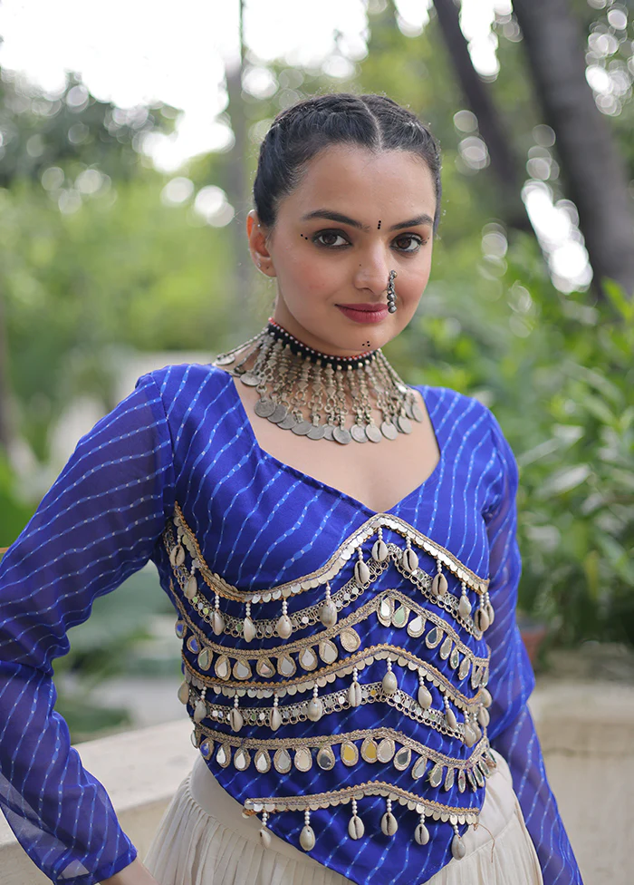 Blue Cotton Lehenga Set - Image 2