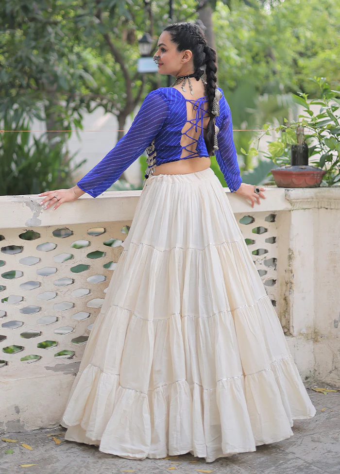 Blue Cotton Lehenga Set - Image 3