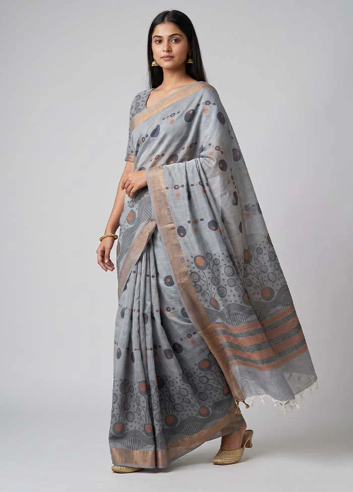 Blue Cotton Saree With Blouse Piece