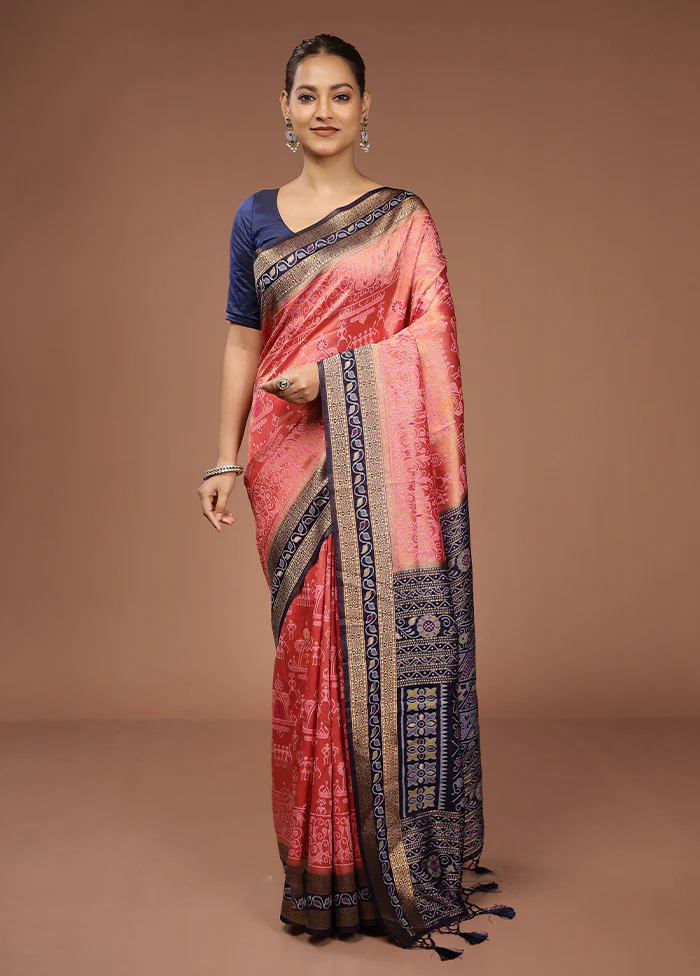 Blue Dupion Silk Saree With Blouse Piece - Image 2