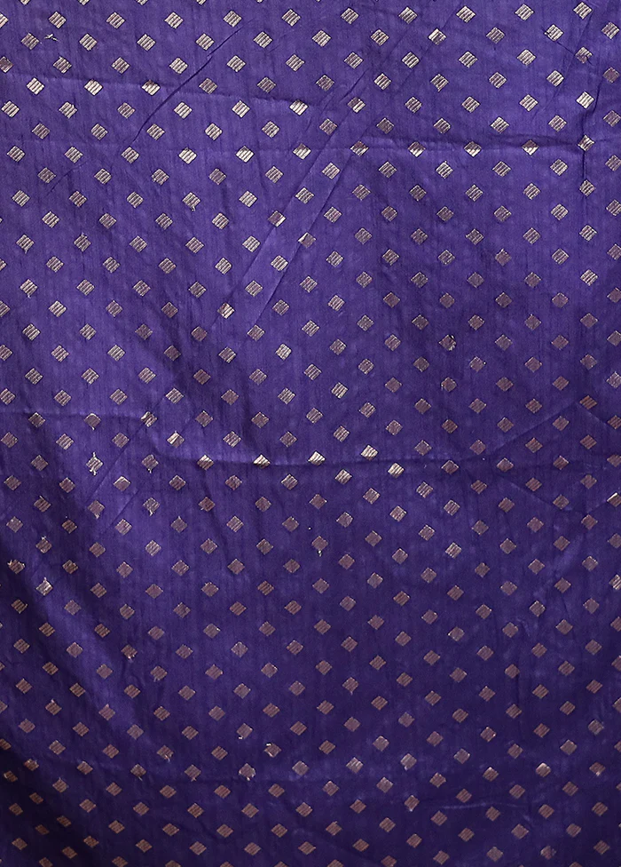 Blue Dupion Silk Saree With Blouse Piece - Image 5