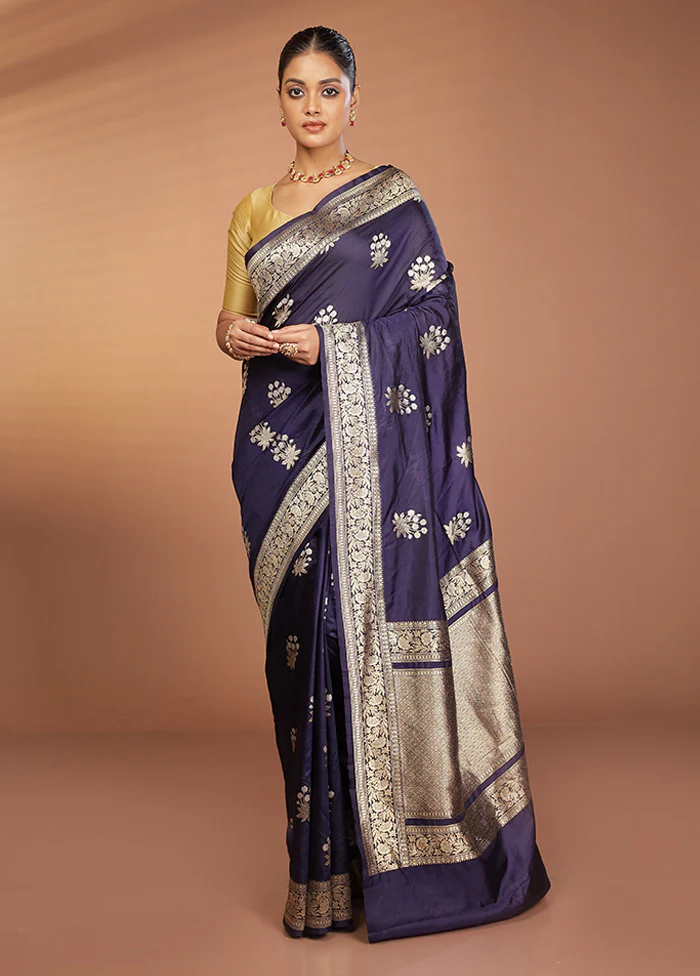 Purple Dupion Silk Saree With Blouse Piece - Image 2