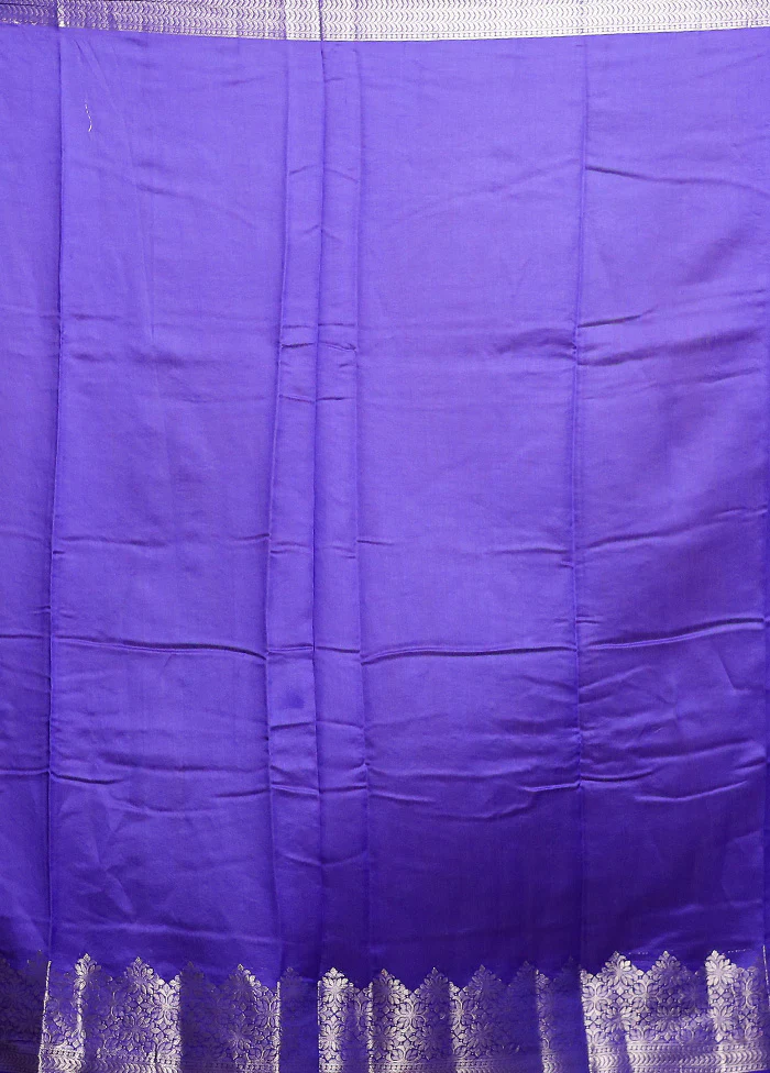 Blue Dupion Silk Saree With Blouse Piece - Image 5