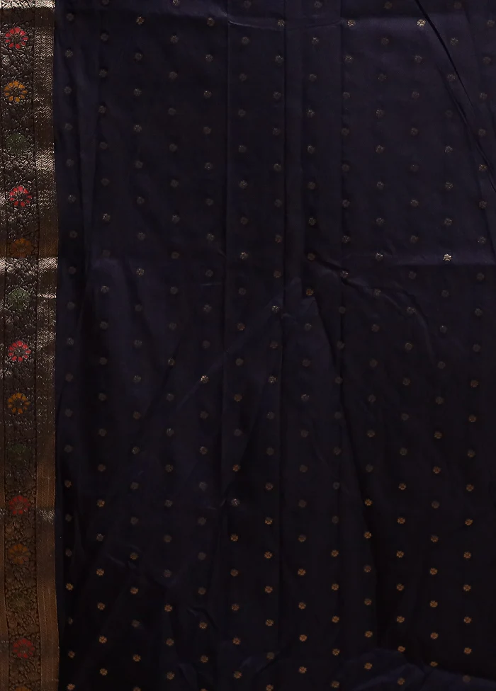 Blue Dupion Silk Saree With Blouse Piece - Image 5
