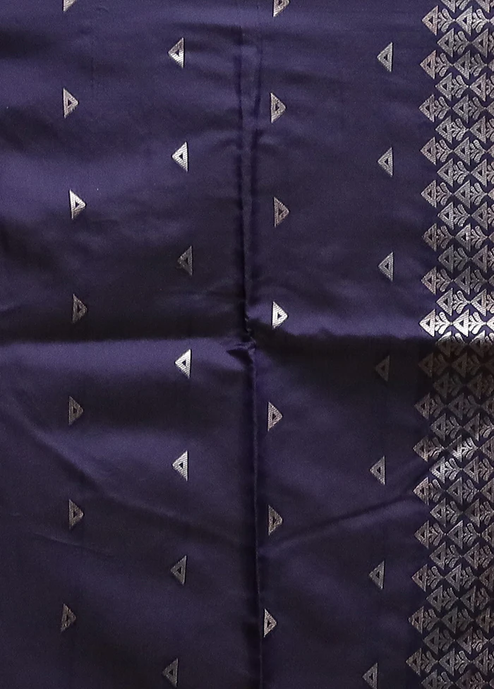 Blue Dupion Silk Saree With Blouse Piece - Image 5