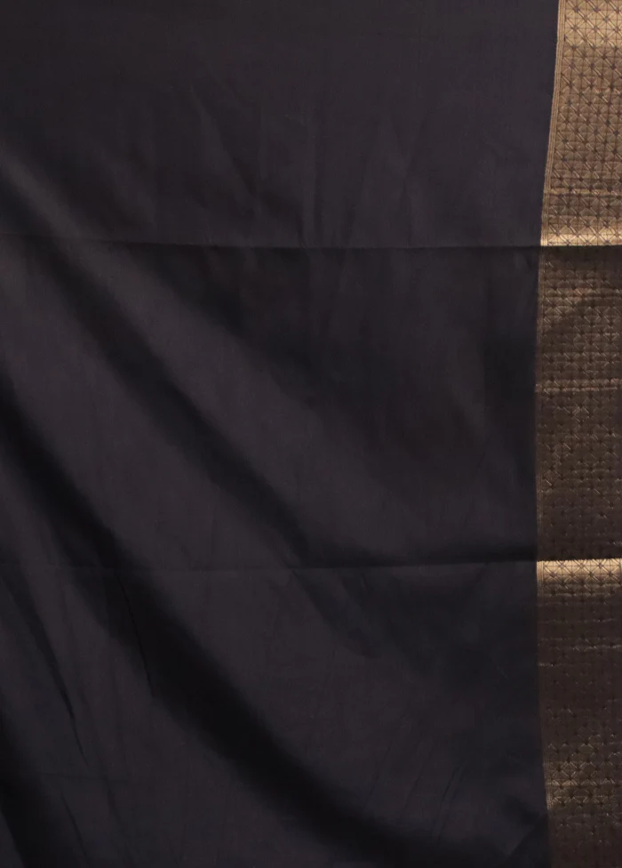 Blue Dupion Silk Saree With Blouse Piece - Image 5
