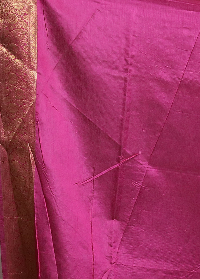 Blue Dupion Silk Saree With Blouse Piece - Image 5