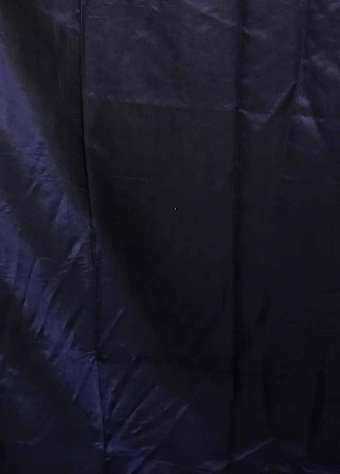 Blue Dupion Silk Saree With Blouse Piece - Image 5