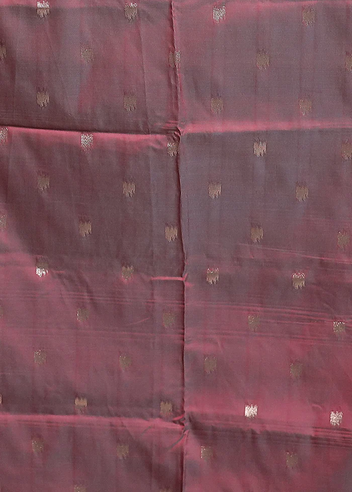 Blue Dupion Silk Saree With Blouse Piece - Image 5