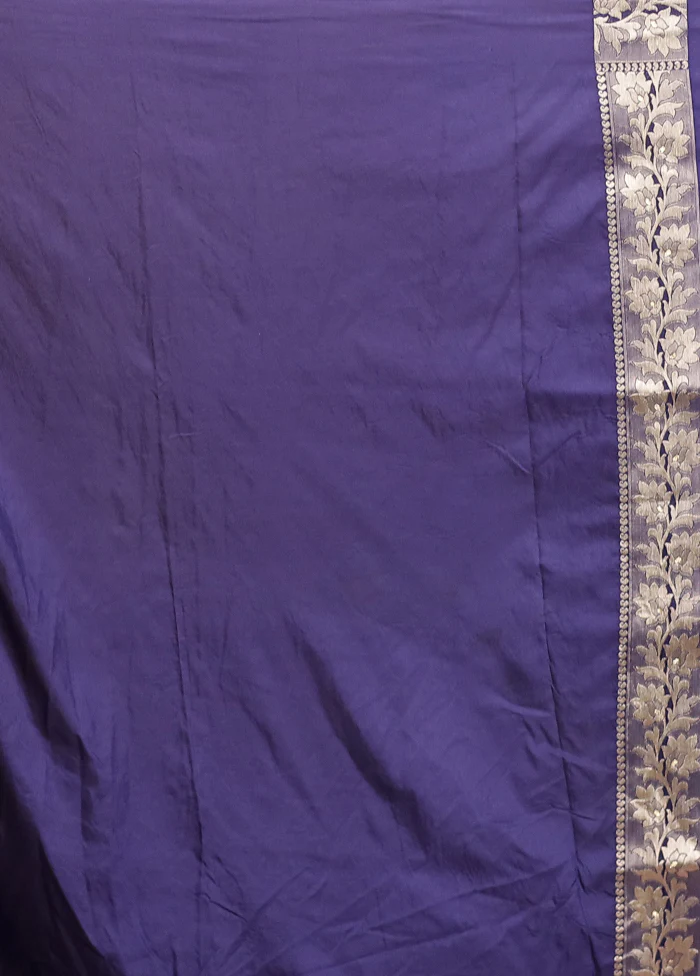 Blue Dupion Silk Saree With Blouse Piece - Image 5