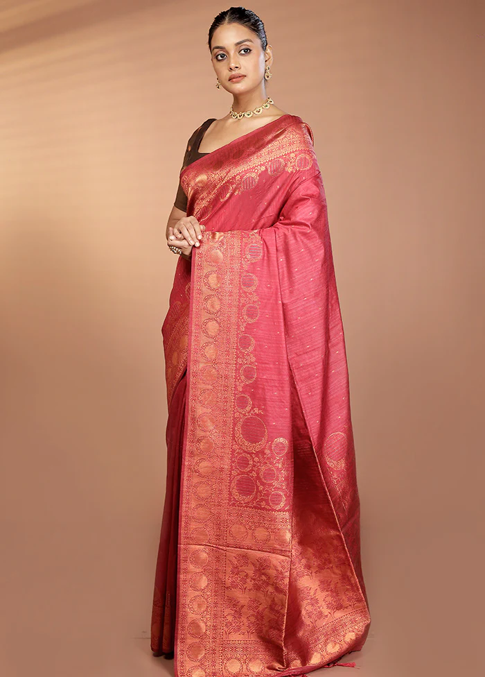 Blue Dupion Silk Saree With Blouse Piece - Image 4