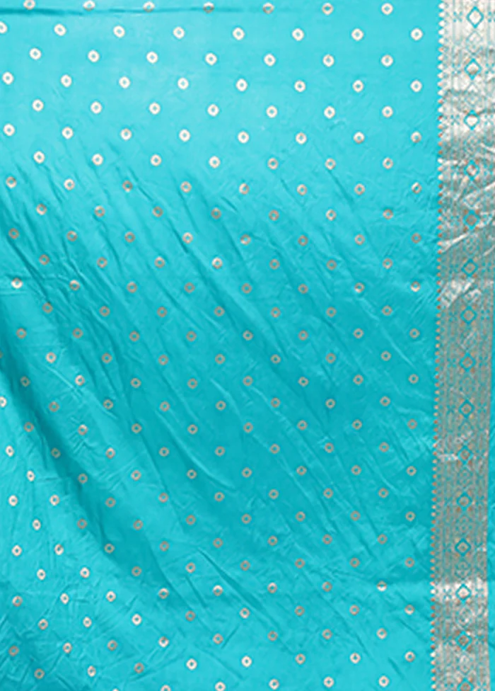 Blue Dupion Silk Saree With Blouse Piece - Image 5