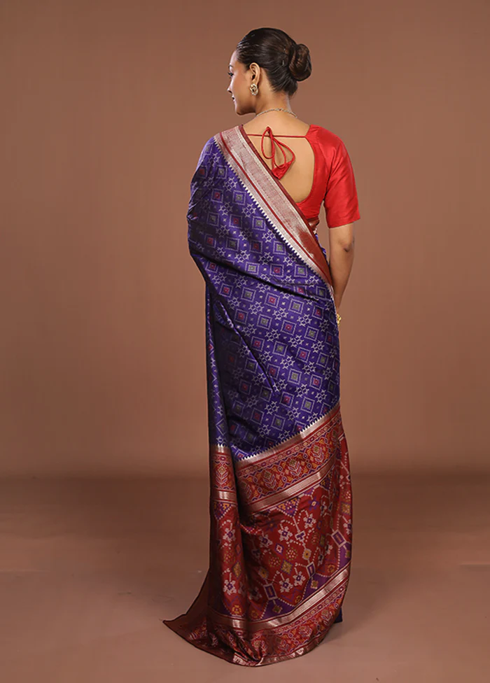 Purple Dupion Silk Saree With Blouse Piece - Image 3